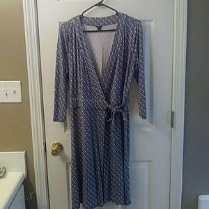 size 10 blue wraparound Ann Taylor dress